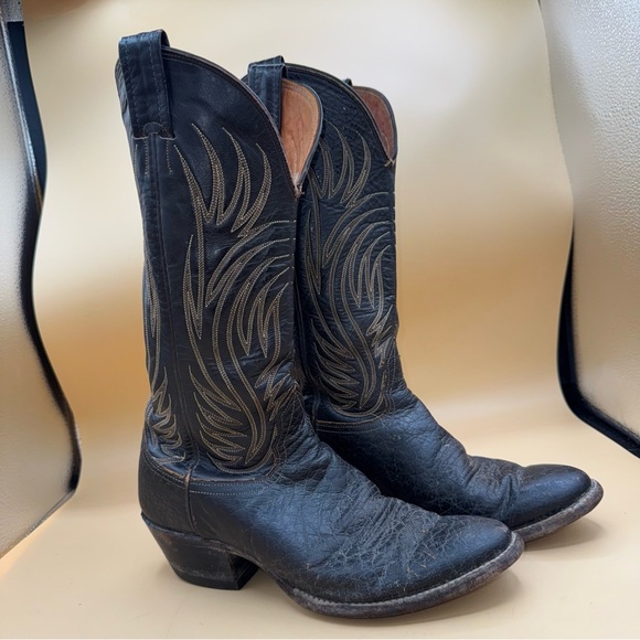 Nocona Other - Vintage Nocona Black Leather Cowboy Boots, Preowned, Men’s 9.5 B, GUC